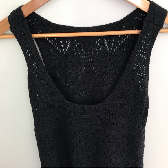 ZARA | Crochet Knit Mini Black Dress Size L - Picture 11 of 16